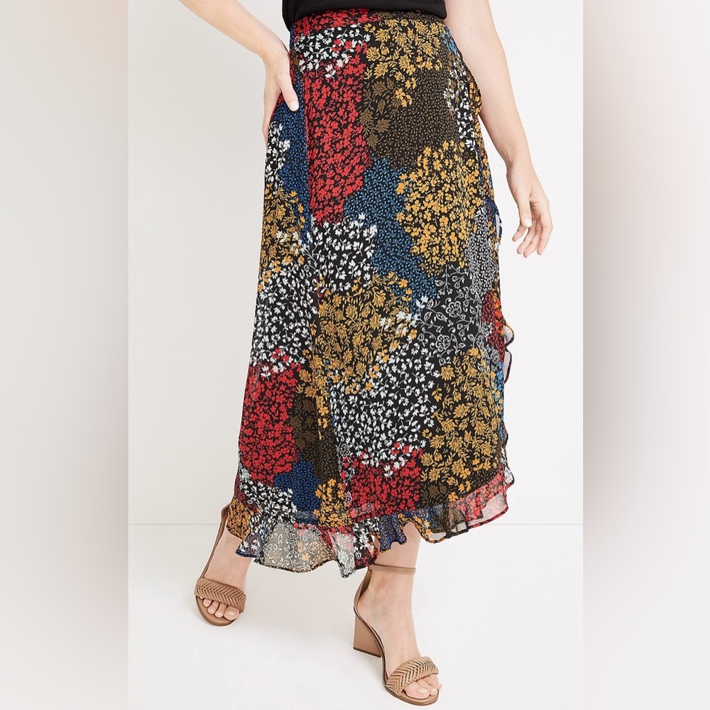 Maurices Boho Floral Briar Faux Wrap Midi Skirt NWT Spring Fall Bohemian - Picture 4 of 9